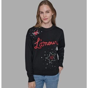 NWOT Karl Lagerfeld Black 'L'amour' Graphic Sweatshirt M